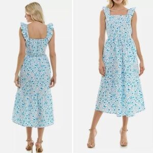 Draper James Square Neck Ruffle Strap Midi Dress